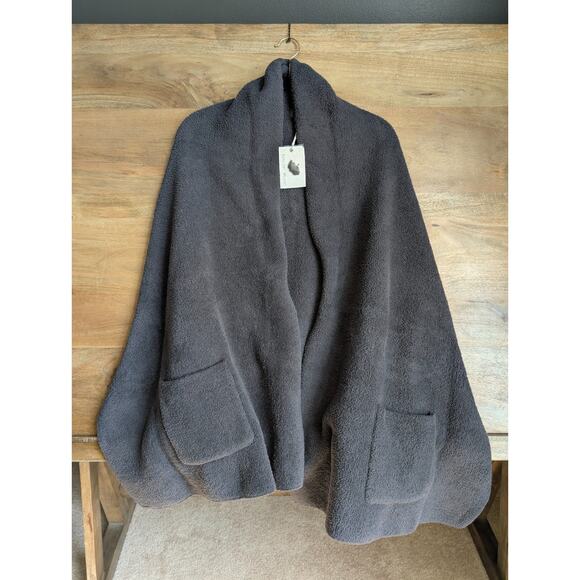 Barefoot Dreams Blanket Wrap Womens One Size Carbon Cozychic Knit Open Front NWT - Picture 1 of 3